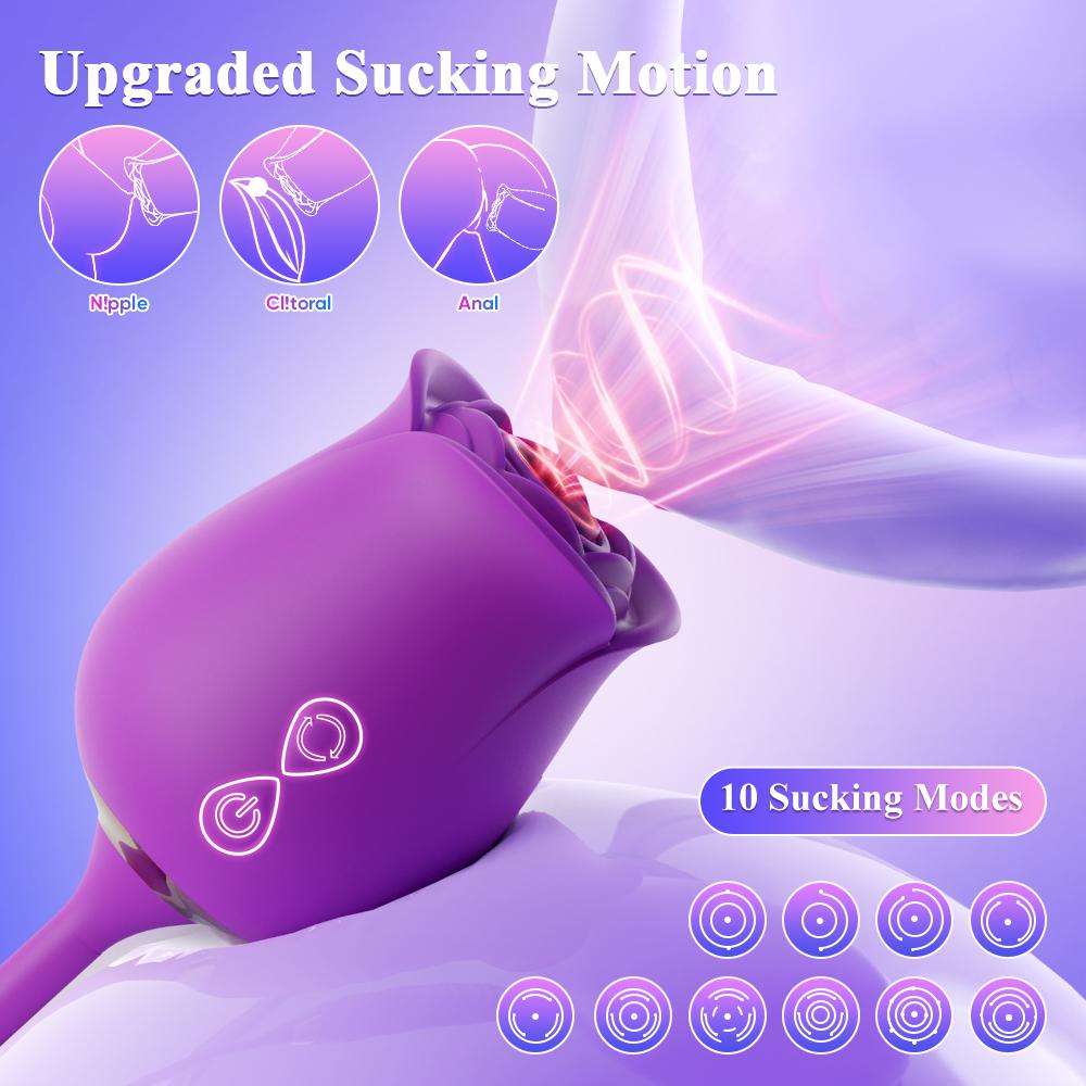 2 In 1 Rose-Sucking Vibrator Women Nipple Clitoris Masturbation Tools for Women Dildo  Penetration Vagina Vibrator Sex Toys