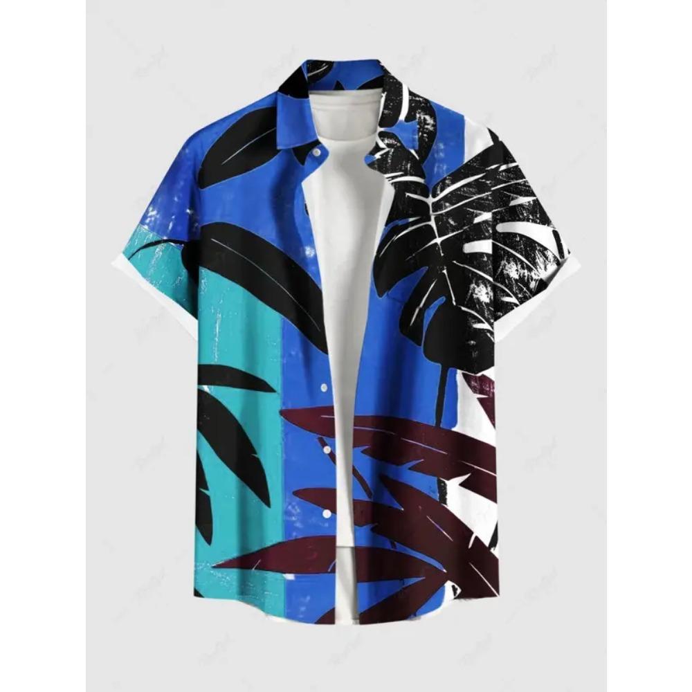 Summer Adds 3D Printed Hawaiian Shirts with Buttons, Beach Vacation Shirts, Short-sleeved Shirts and Casual Shirts for Men