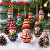 16pcs Color-Coded Knitted-Style Snowman Wooden Ornaments-Christmas Tree Pendants, Wall & Tree Decor,Party Favors&Gifts, 2D Flat,