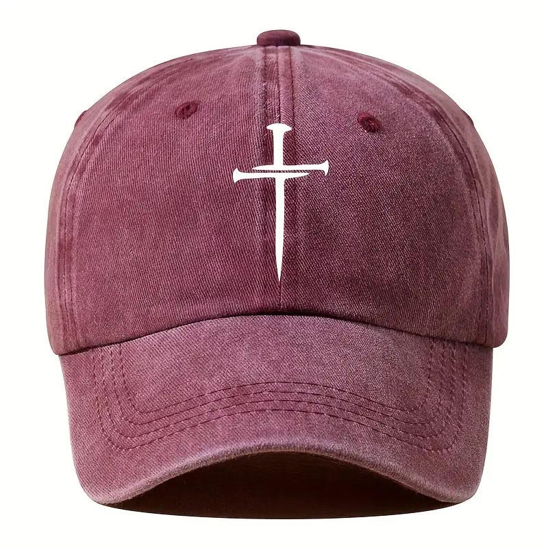 Cross Hat for Men Women Denim Baseball Caps Cross Logo Unisex Dad Hat Fashionable and Versatile Sun Hat
