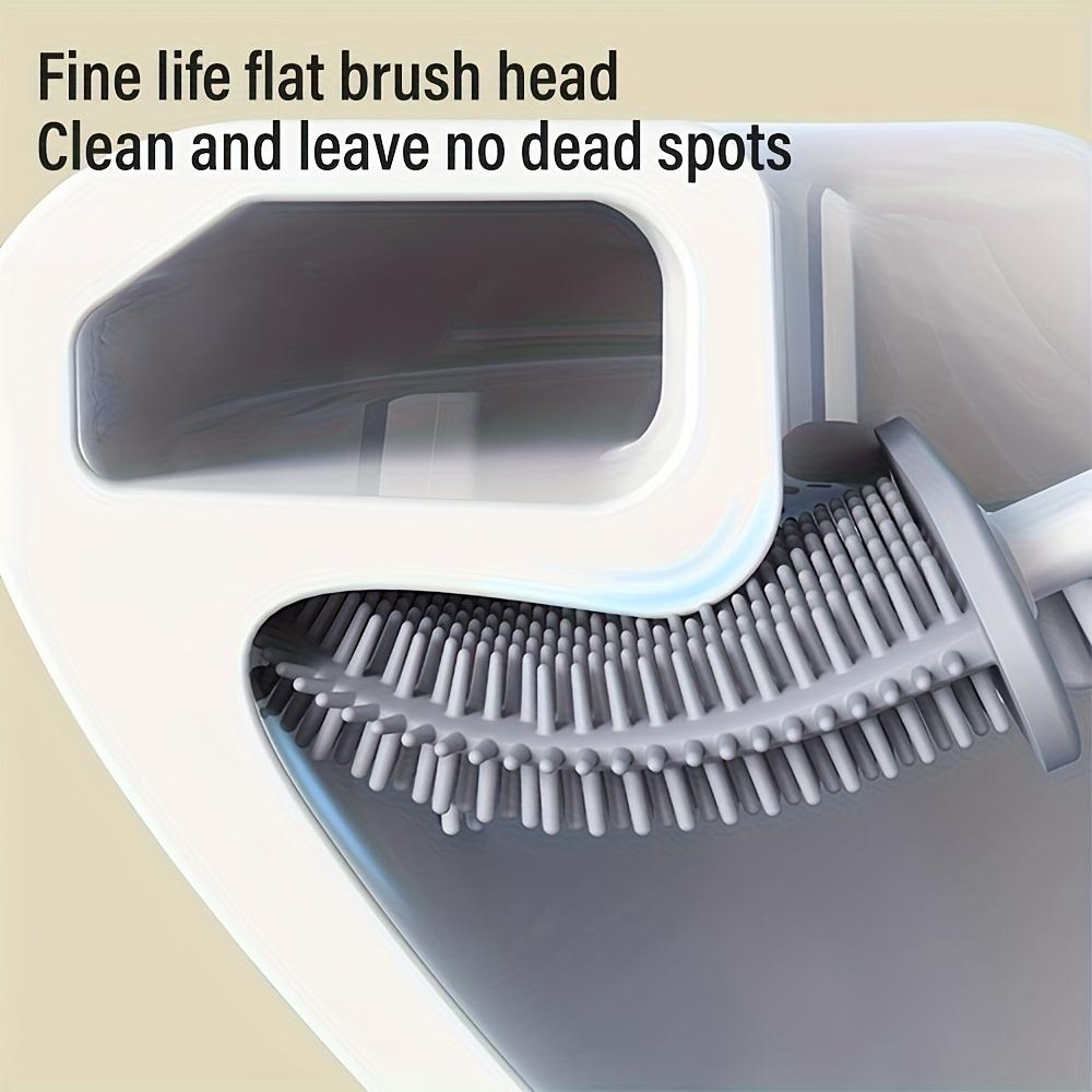 1 Pack Silicone Flexible Toilet Brush Flexible Silicone Toilet Brush Set, Wall Mounted Bathroom Cleaning System with Plastic Holder