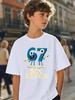Cute Meme T-Shirt for Boys Girls Childrens Six Seven Funny Kids Y2k Tees Tops 67 Brainrot Print Round Neck Short Sleeve T Shirt