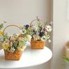 Weidenrattan Braut Blumenkorb Picknickbehälter Handgeflochtener Blumenarrangementkorb mit Griff Picknick Weidenkorb