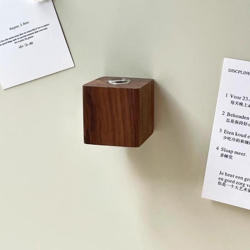 Solid Wood Refrigerator Sticker Test Tube Vase Creative Daily Home Decoration Wooden Flower Bottle Simple Magnetic Suction Craft