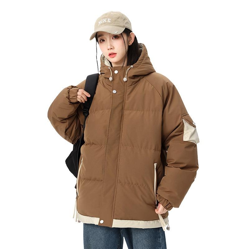 

Мужские и женские парные пальто зима мужские утолщенные фейковые двухпредметные с капюшоном пуховые хлопковые вещи рабочий хлопок прилив XXXL темно-коричневого