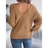 Women's Sweatshirt - Versatile Casual Solid Colour Cable-Knit Off-the-Shoulder Bell-Sleeve Knitwear