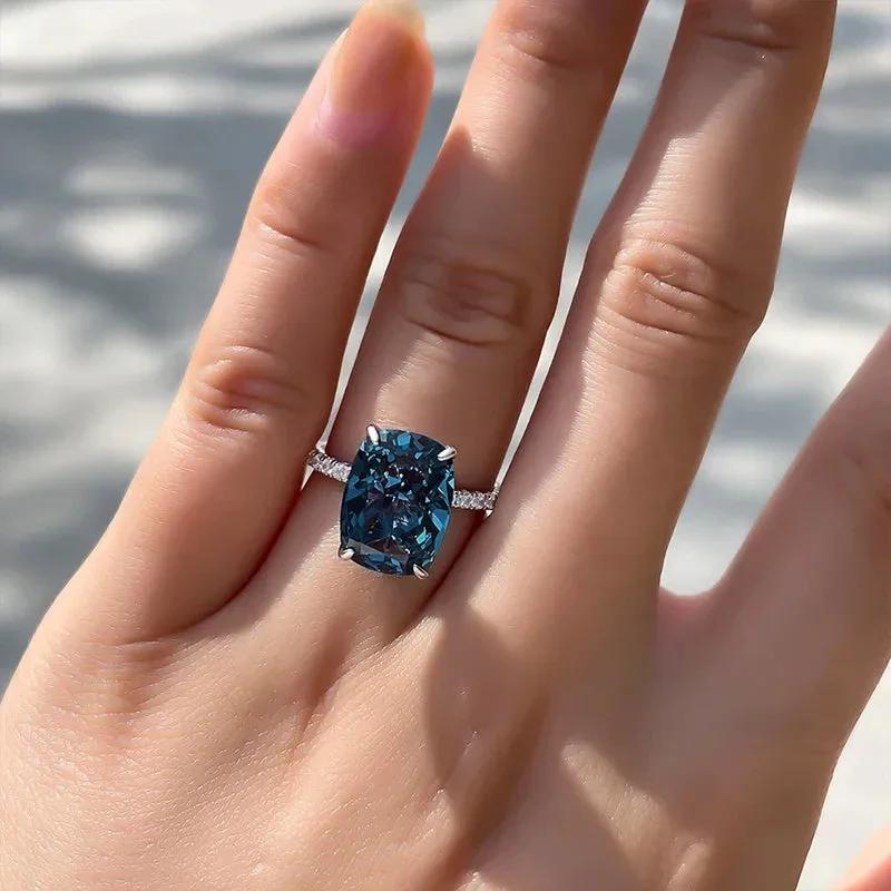 

2026 Geometric Dark Blue CZ Rings for Women Simple Design Luxury Wedding Party Bridal Accessories Anniversary Gift New Zircon 6
