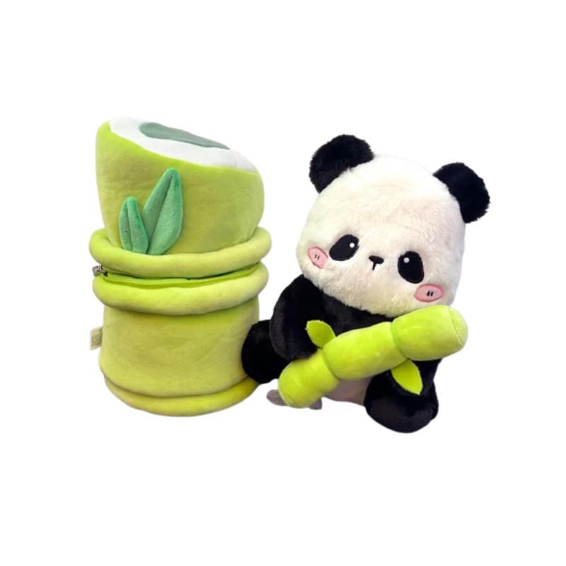 Niedlicher Panda Plüschtier Rucksack mit Bambusrohr Ideal für Mädchen, Weich und kuschelig, 30cm Höhe