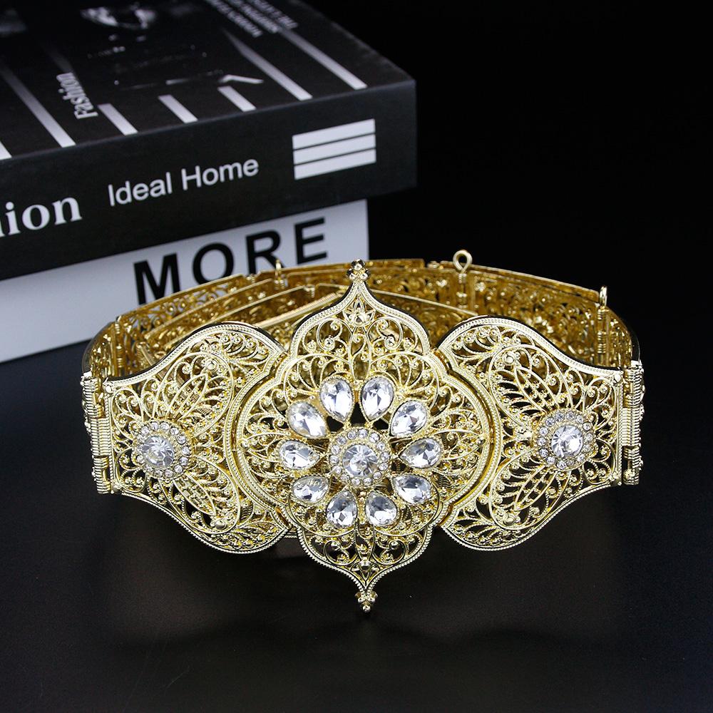 2023 Cureaua cu flori pentru femei Metal placat cu aur Bijuterii nunta Lanț pentru burtă Cadou de mireasă