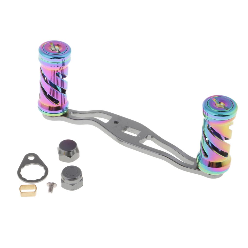 Carbon Fiber Fishing Reel Handle and Colorful Metal Knobs - Gray