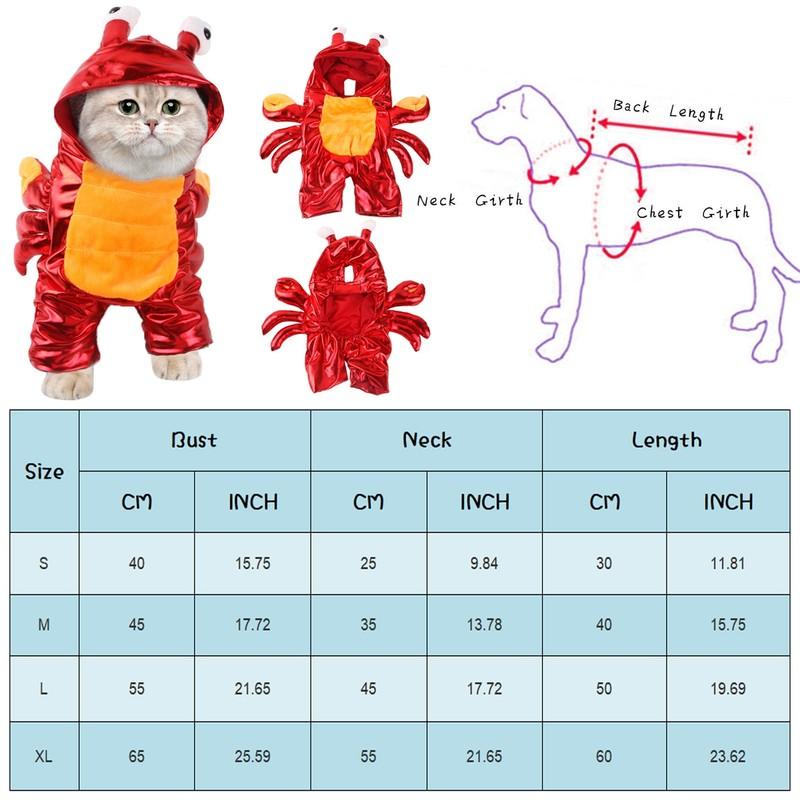 Funny Halloween Dog Cat Crab Pet Cosplay Costume Winter Pet Hoodie Bulldog Apparel Cat Suit Puppy Clothes for Small Medium Dogs