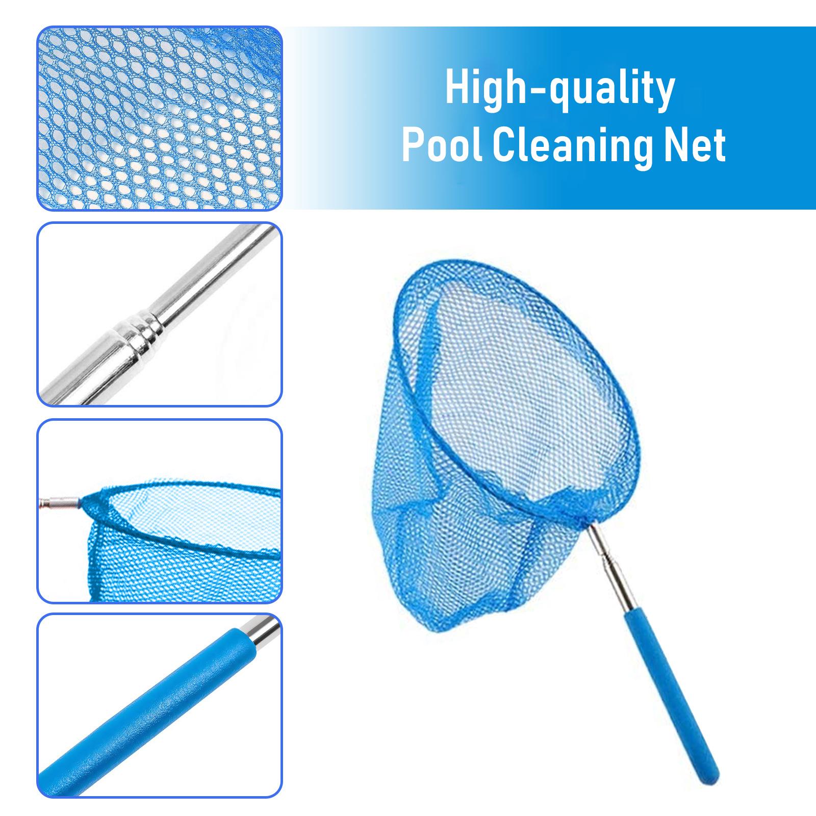 

Round Pool Skimmer Net with Telescopic Rod Removal Leaf Rake Swimming Pool Ponds Fast Cleaning Tool with Heavy Duty синій