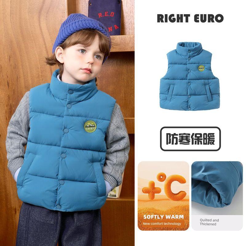 Boys  Cartoon Cotton Vest Winter Clothing 2025 Autumn and Winter New Children s Clothing Baby Kidsren s Warm Tops Winter Misty Blue 100