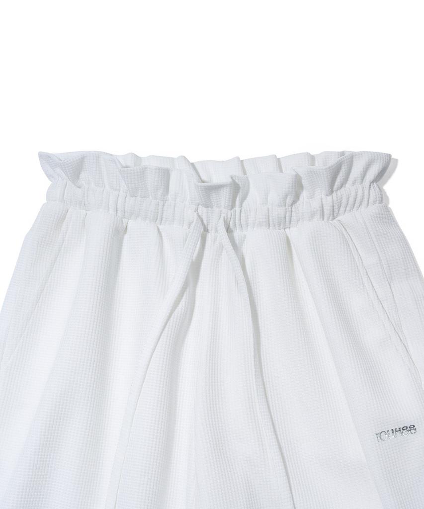 YOUHEE Frill Banding Wide Pants_White