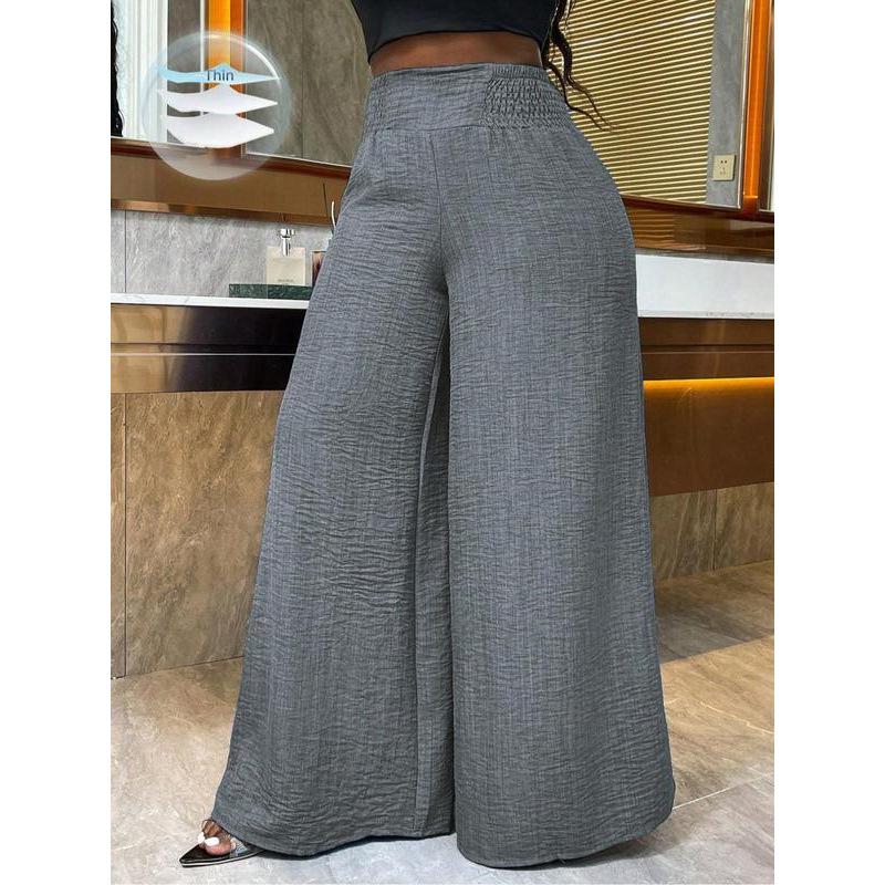

J12679 High-Waisted Solid Wide-Leg Pants 2XL сірий