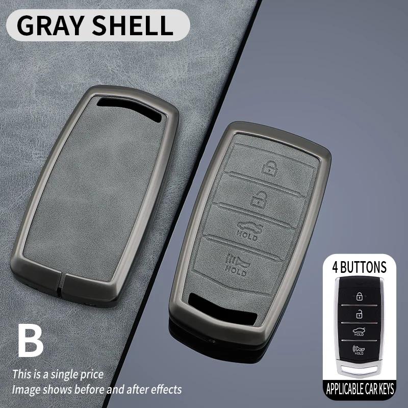 4 Buttons Car Key Case Cover Protective Shell Fob For Hyundai Genesis G70 G80 Eq900 G90 Car Interior Keychain Accessories