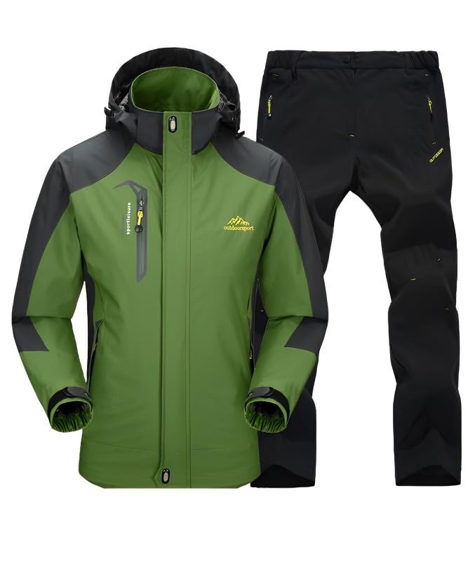 Four leaf Breathable Rain Suit Jacket and Pants for Spring and and and Cold Weather Protection Men's Waterproof, Windproof, Water-Repellent, Set,