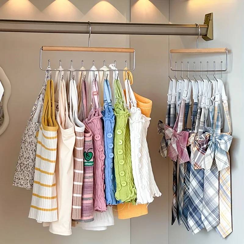 

1Pc Versatile Wooden Hat Organizer Rack With Hooks Caps Belts Ties Storage Space-Saving Home Retail Display Clothes Storage wood