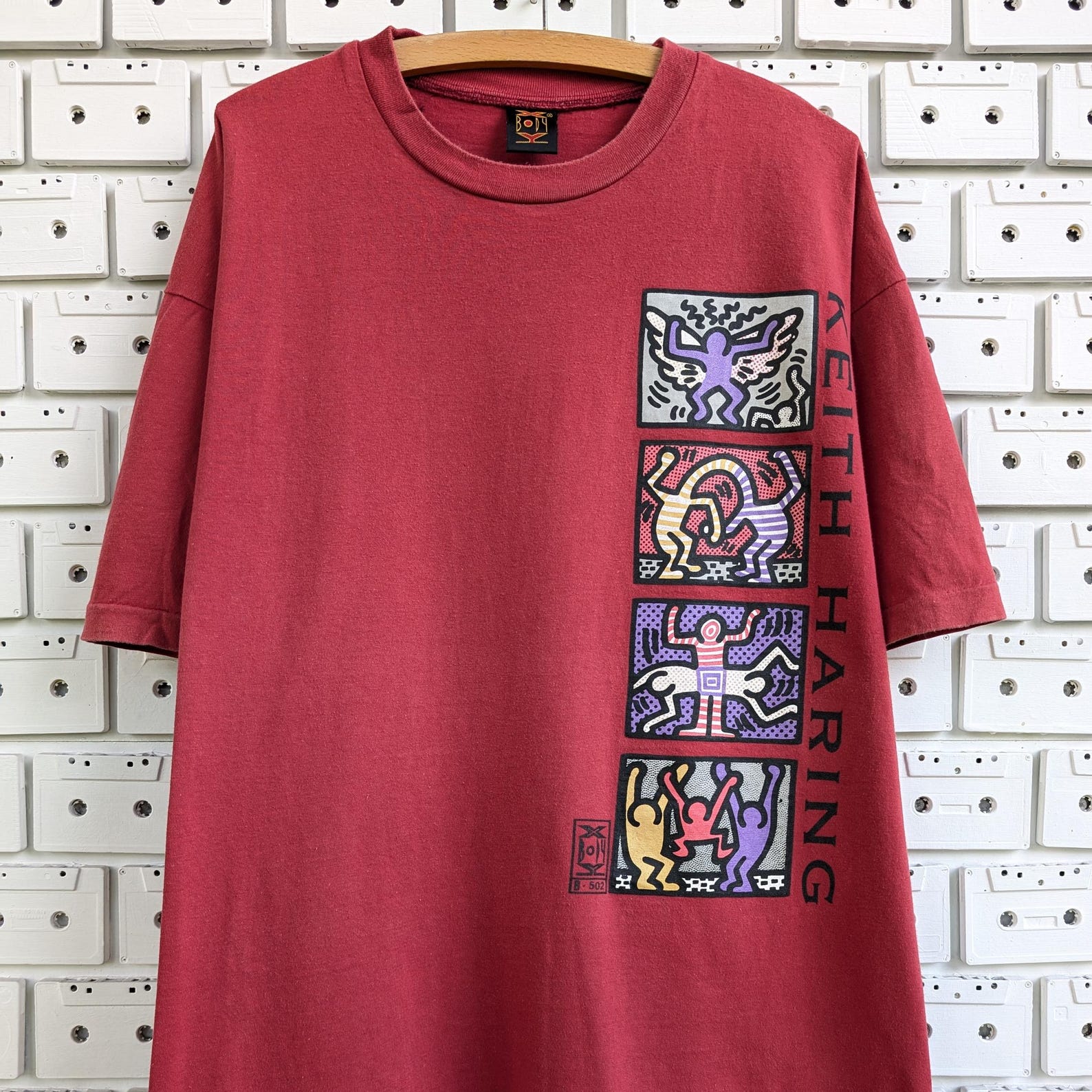 Vintage 90s Keith Haring T shirt Pop Art Artist Graphic Print Bootleg Tee Size XL S
