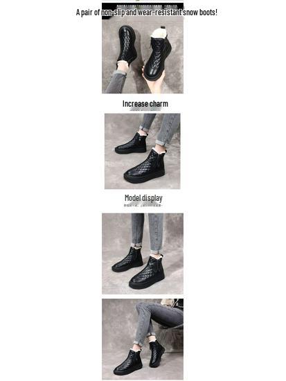 Damen Extra Dicke Wasserdichte Schneestiefel, 2025 Winterfleece, Rutschfeste Weiche Sohle, Warme Baumwoll-Martinsstiefel.