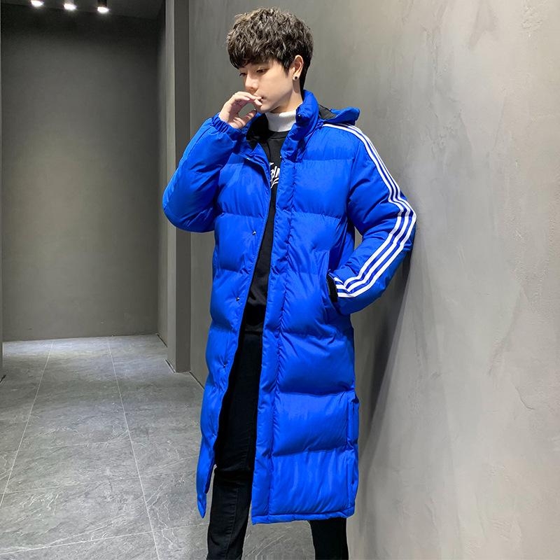 

Мужская модная куртка средней длины в корейском стиле с хлопковой подкладкой - зимняя новая утолщенная модель с тремя полосками XL