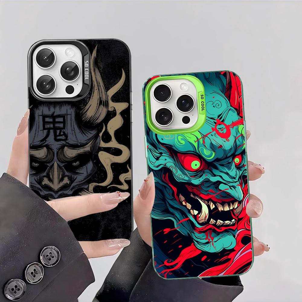 Japan Ghost Face Samurai Phone Case For iPhone 16 15 14 13 12 11 Pro Max X XR XS MAX Matte Shockproof Back Anti Fall Matte Cover