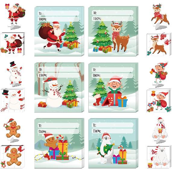 PETCEE 30PCS Christmas Craft Cards for Kids Christmas Gifts Card with Envelopes Santa Deer Snowman Pop Up Card Xmas Exchange Cards for Family Friends
