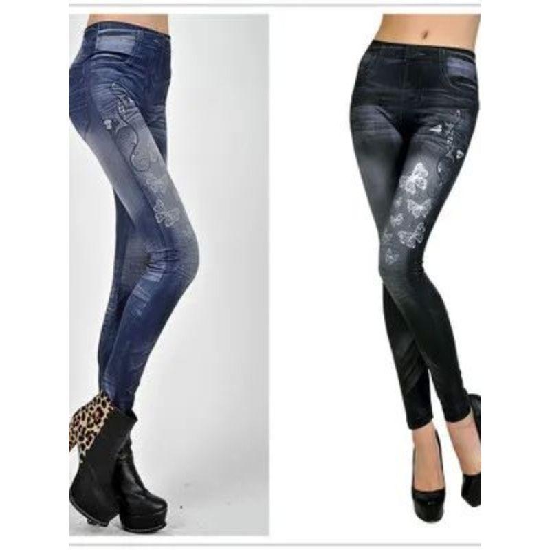 Solid Color Cropped Denim Leggings Pure Color Ninth Denim Tight Pants Plus Size Women