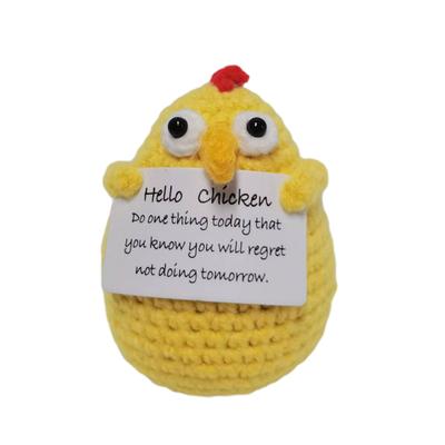 Funny Positive Knitted Doll Ornament Mini Smiling Vegetable Fruit Chicken Hand Woven Doll with Positive Card Woolen Yarn Knitting Doll Decoration