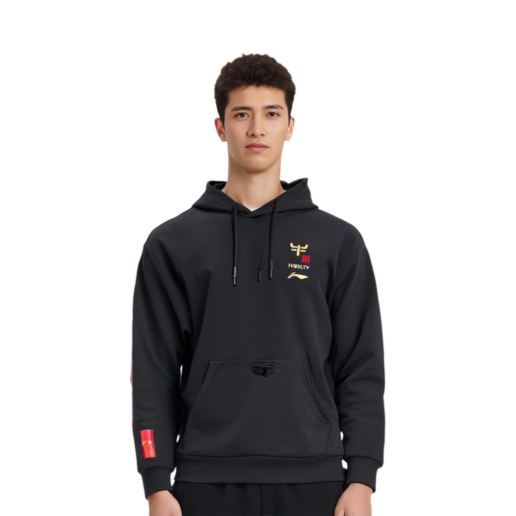 Li Ning Sweatshirts Men's Black Hooded Moderate Regular AWDR357-2
