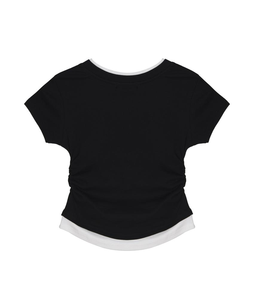 Nigaennikol Layered Shirring Slim Top_Black