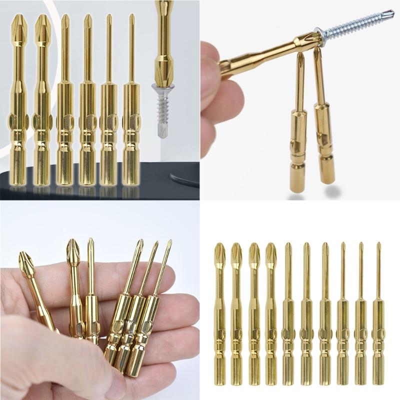 10Pcs Magnetic 5/6mm Round Shank Crosses Bits S3 Alloy Steel Hardened 60mm Length Electric Screwdriver Accessories Set