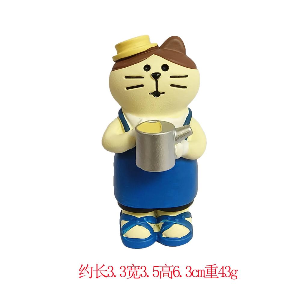 Japanese Ornaments Library Reading Cat Scene Decoration Shooting Props Miniature Resin DIY Birthday Gift Bookshelf Collection