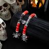 2 Halloween spider pendants, red and black bead bracelets, couple style heart-shaped bracelets