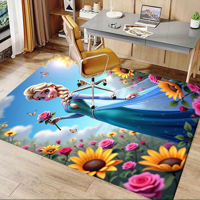 3D Printed Elsa,Flowers,Butterflies Anti-Slip Rug - Machine Washable Office Rug for Living Room, Bedroom, Office - Multiple Sizes