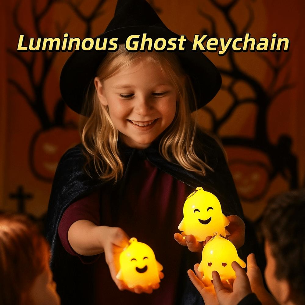 6PCS Halloween Luminous Ghost Keychain Luminous Ghost Light Gifts Kawaii Ghost Pendant  Bag Charms