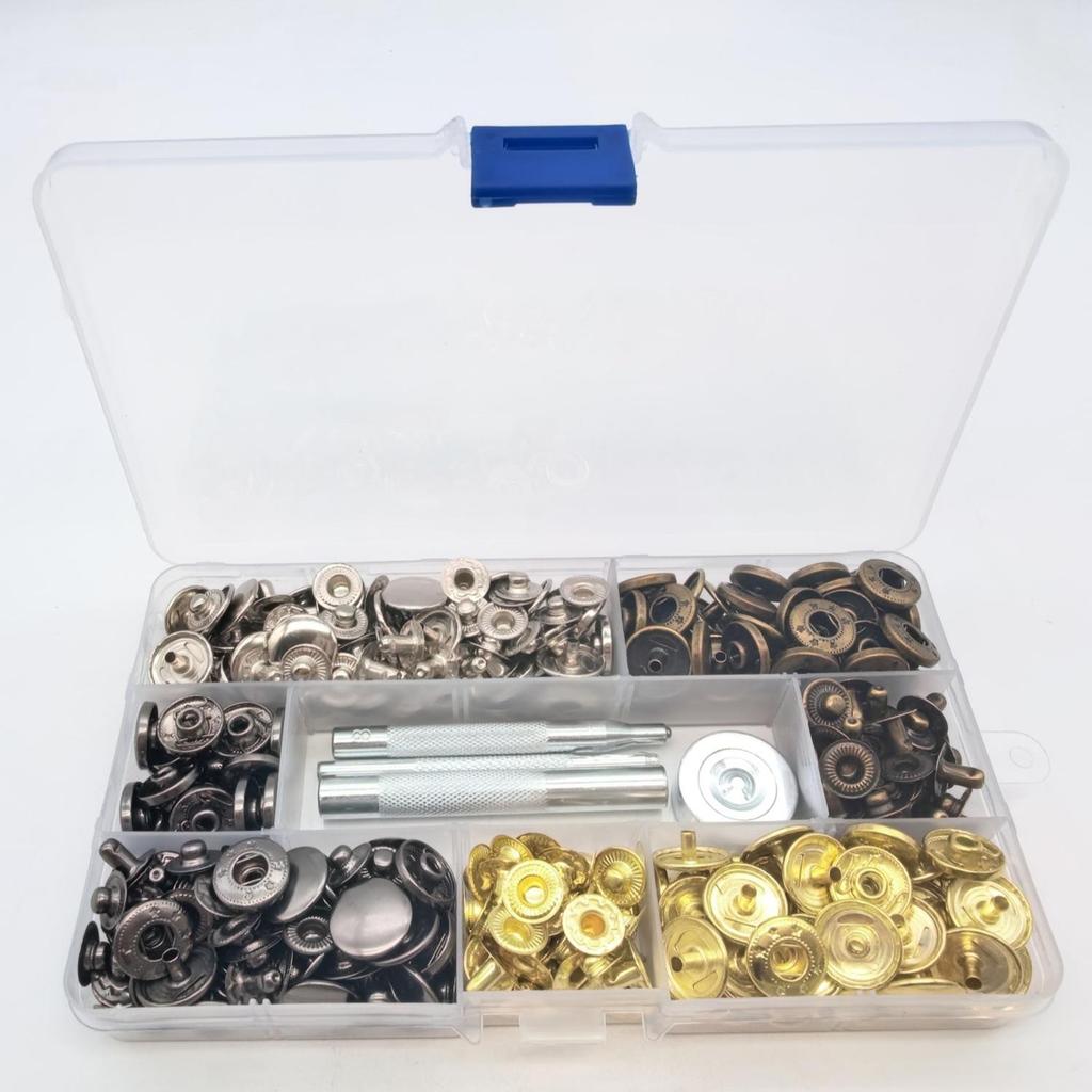 Metal Four-Hole Snap Fastener Tool Set with Four-Color Invisible Mother-Child Buckle (100 Pieces, Types 831 & 633)