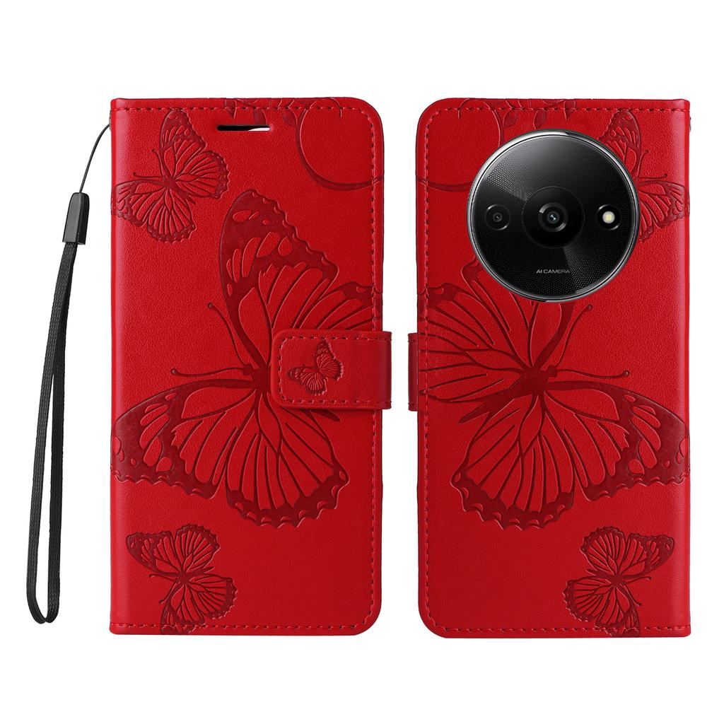 For Xiaomi Redmi A3 4G/Poco C61 4G Wallet Case Floral Butterfly Imprinted Leather Phone Cover Stand