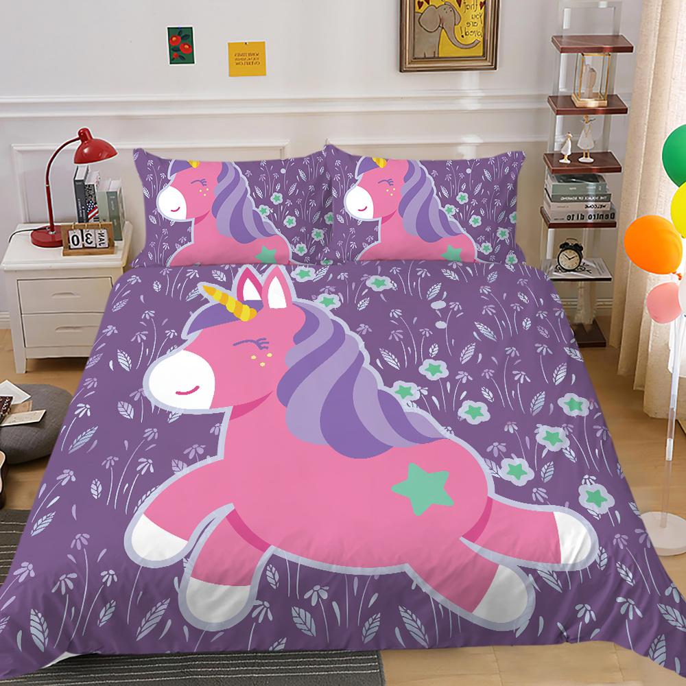 2023 New Style Unicorn Painting Soft Bedding Cover Set Duvet Cover Sets Unique Design Children Kids Teens Bedclothes Pillowcase
