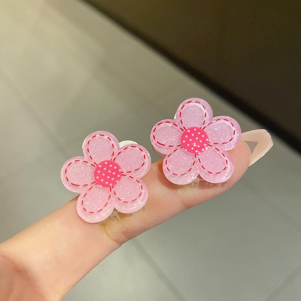 Grab  Clip Easy Pulling Up Cartoon Pink Flower Shaped Non-slip Hair Claw Clips