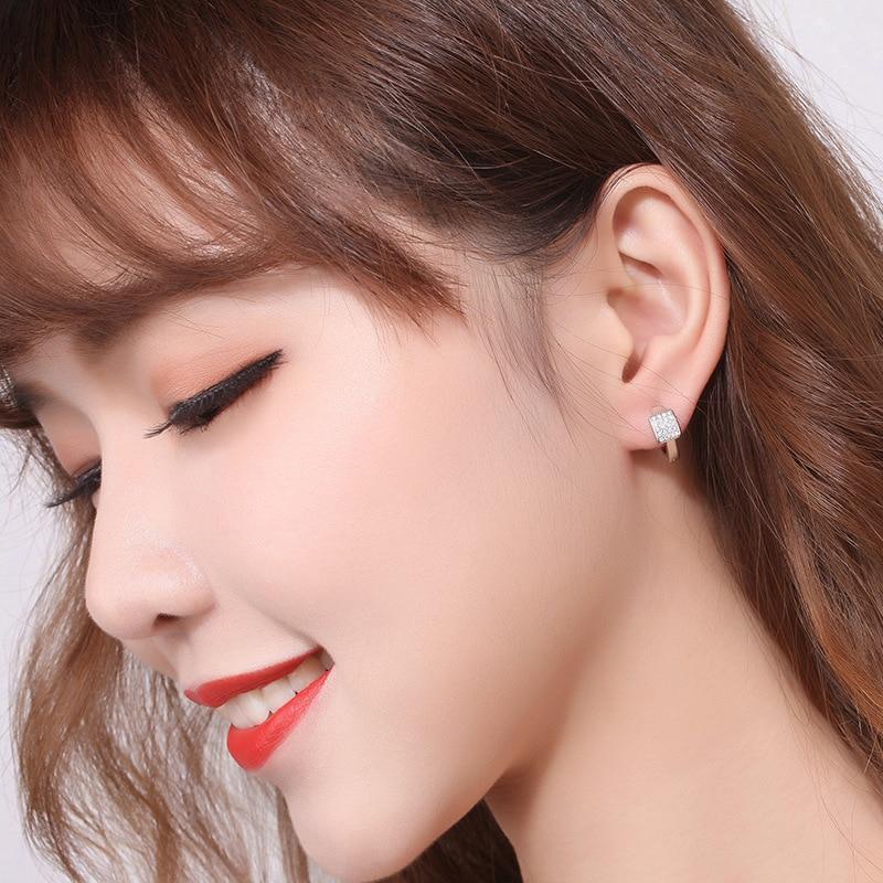 Prevent Allergy 925 Sterling Silver Zirkón Štvorcové náušnice Kúzlo Ženy Dievčenské šperky Party doplnky Eh289