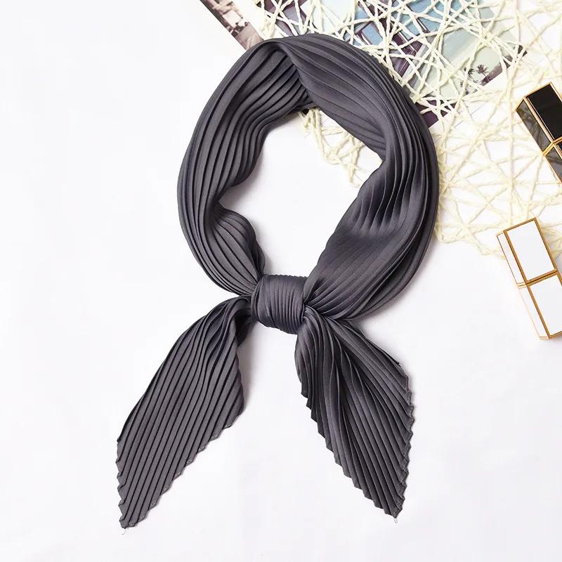 70*70cm Small Crinkle Hijab Scarf For Women Silk Satin Handkerchief Bag Scarfs Female Sqaure Headband Hair Scarves For Ladies