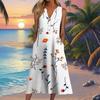 European and American summer new women's clothing, fashionable pocket V-neck striped sleeveless casual dress