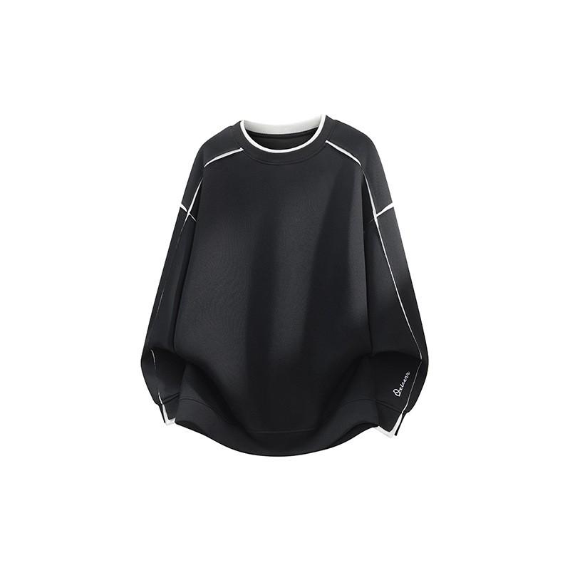 Unisex Oversized Retro Stripe Long Sleeve Crewneck Tee Cotton Blend Fall Winter Casual Wear