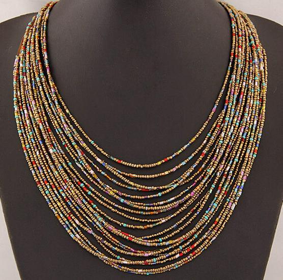 Bohemian Multi-layer Handmade Beaded Elastic Necklace Accessories