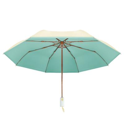 Splicing Color Handle Automatic Color Glue Umbrella High Value Small Fresh Portable Women's Weather and Rain Dual-purpose Sunscreen Folding Umbrella