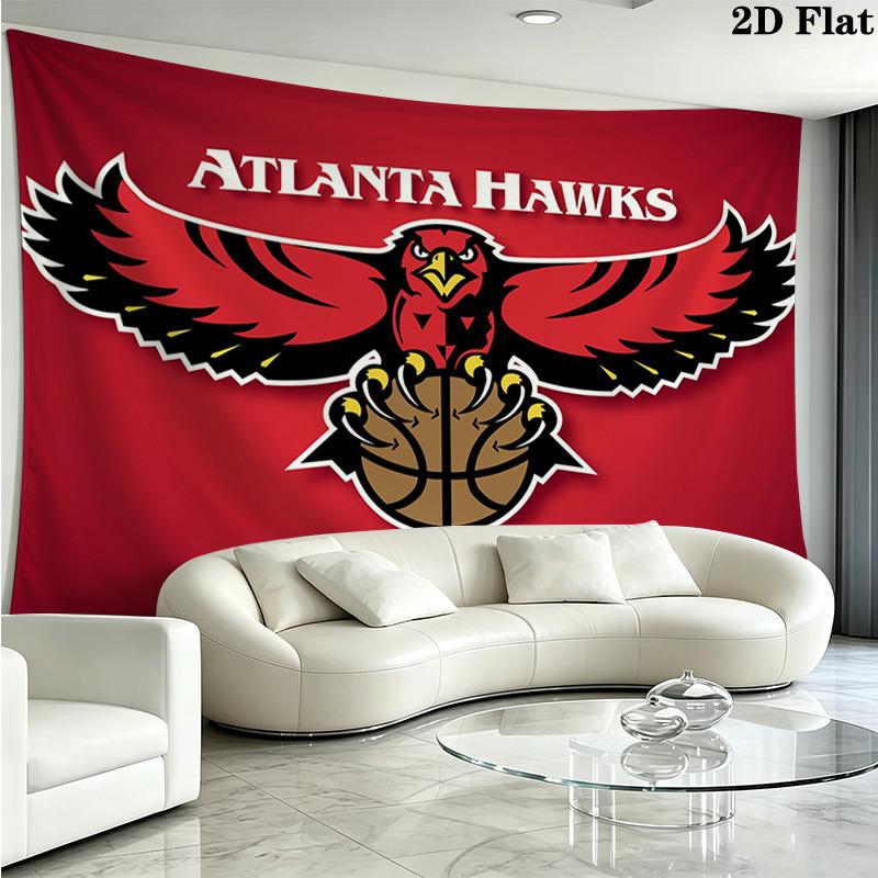 Atlanta Hawks Logo Wall Tapestry Aesthetic Wall Hanging Printed Fabric Blanket Decorative Tapestries for Bedroom Living Room Home Decor