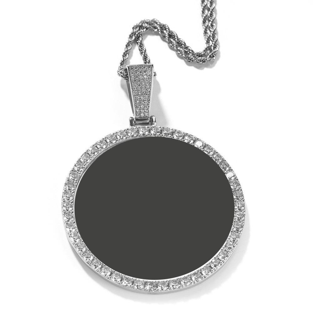 European & American Hip Hop XL Round Photo Pendant Necklace In Gold, Silver, or Rose Gold