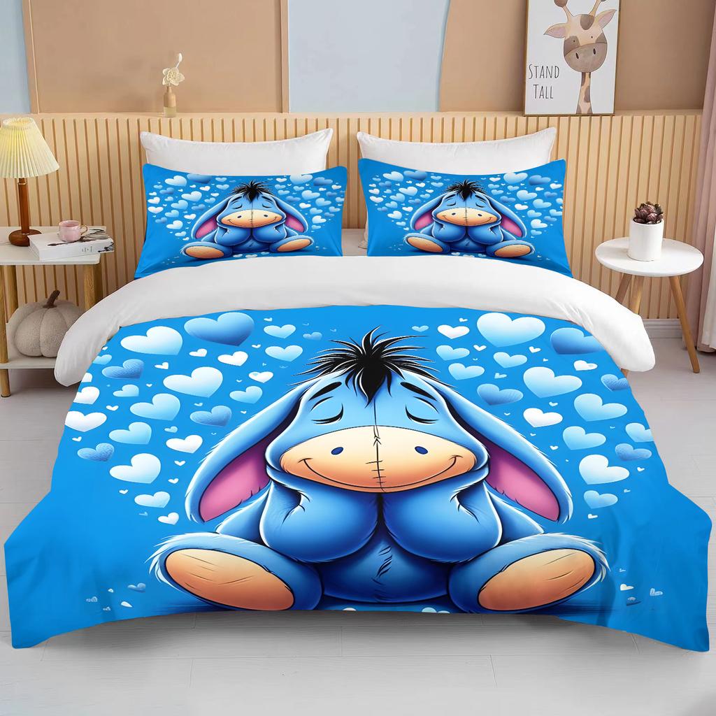 Winnie The Pooh Printed Bedding Sets Cartoon Comforter Cover Bed Cover Duvet Cover Pillow Case 2-3 Pieces Sets Kids Adult Size