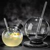 Bicchiere di Vetro a Forma di Globo, Bicchiere di Vetro Creativo Unico, Bicchieri da Cocktail per Mixology Molecolare Bicchieri a Doppia Cannuccia, Bicchieri per Bevande e Succhi